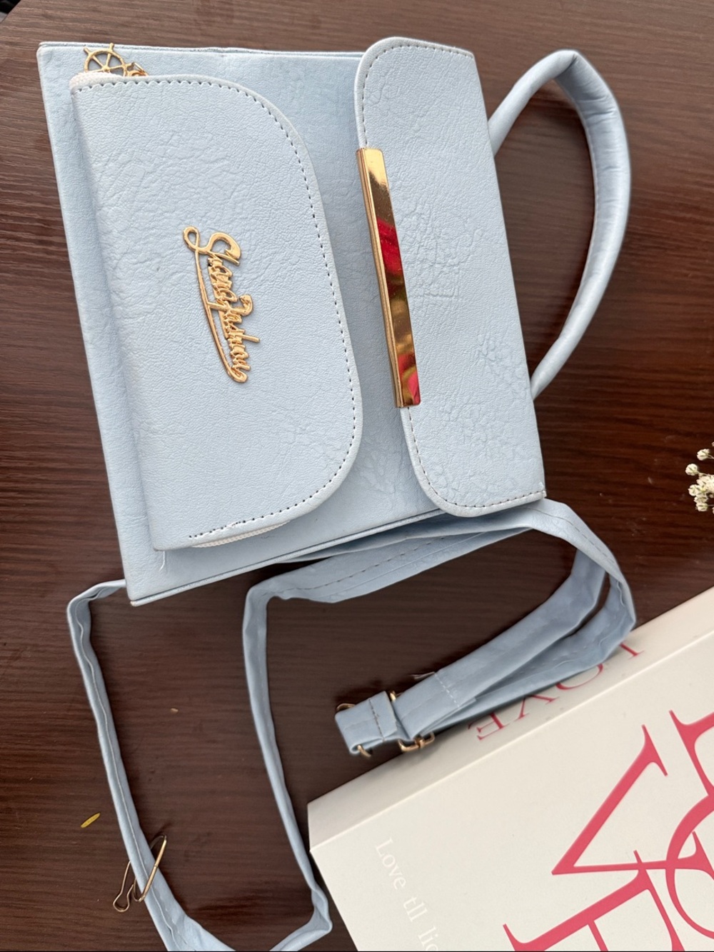 Elegant Light Blue Women's Top-Handle Crossbody Bag